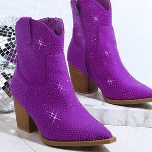 Purple Rhinestone cowboy boots
